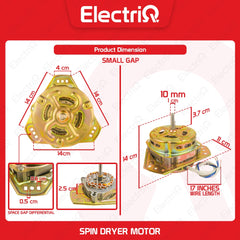 Electriq 100% Pure Copper Spin Dryer Motor Big / Small Gap Copper Windings