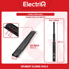 Electriq (PER PAIR) Drawer Guide Full Extension Ball Bearing Heavy Duty