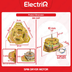 Electriq 100% Pure Copper Spin Dryer Motor Big / Small Gap Copper Windings
