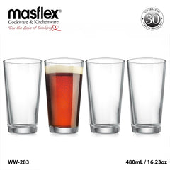 Masflex by Winland 4 Pieces Highball Drinking Glass Tumbler Set 480mL / 16.23oz WW-283