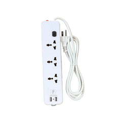 Powerhouse Universal Socket Electric Extension Cord Single Switch with 2 USB Slots