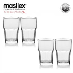 Masflex by Winland 4 Pieces Beverage Drinking Glass Tumbler Set 450mL / 13.86oz WW-2015