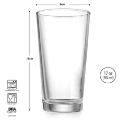 Masflex by Winland 4 Pieces Highball Drinking Glass Tumbler Set 480mL / 16.23oz WW-283