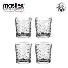 Masflex by Winland 4 Pieces Wavy Drinking Glass Tumbler Set 266mL/9oz GB-09-4B