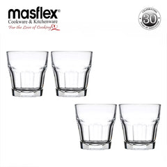 Masflex by Winland 4 Pieces Beverage Drinking Glass Tumbler Set 300mL/10.14oz WW-2012