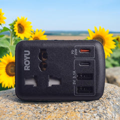 Royu by Winland International + Flat Adapter with USB (2A+1C & 1 Fast C) REDPL128