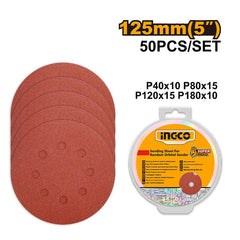 Ingco by Winland 50Pieces 125mm(5in) Sanding Sheet for Random Orbital Sander Set AKRS1250511 ING-HT