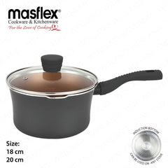 Masflex by Winland Prestige Series Induction Non-Stick Saucepan with Glass Lid 18cm | 20cm
