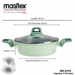 Masflex by Winland Pistachio Series Induction Non-Stick Forged Shallow Pot w/ Glass Lid 28cm MK-2410