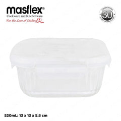 Masflex by Winland Airtight Square Borosilicate Glass Food Container with 4-Latch Locking Lid