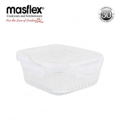 Masflex by Winland Airtight Square Borosilicate Glass Food Container with 4-Latch Locking Lid
