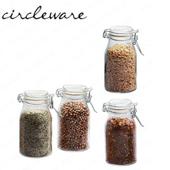 Circleware by Masflex Set of 4 Pieces 6.25oz | 183ml Mini Airtight Round Spice Jar GF-67191
