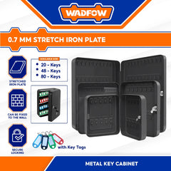 Wadfow by Winland 2.4L | 3L | 5.4L Metal Key Cabinet with 20Keys, 48 Keys, 80-Keys Capacity WAD-HT