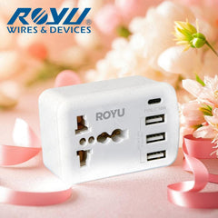 Royu by Winland Universal Adapter (International Outlet + 4 USB Ports) 10A/250V REDPL127