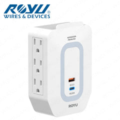 Royu by Winland 6-Gang Wall Adapter With Fast Charging 2 USB Ports 10A/250V RWA103
