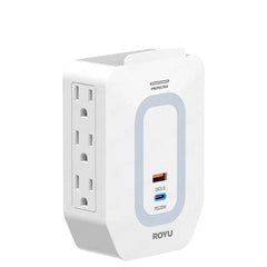 Royu by Winland 6-Gang Wall Adapter With Fast Charging 2 USB Ports 10A/250V RWA103