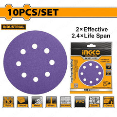 Ingco by Winland Industrial 10PCS/Set 6inches (150mm) Purple Sanding Disc AKRS150102 ING-HT