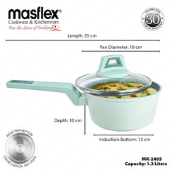 Masflex by Winland 18cm Pistachio Forged Saucepan with Tempered Glass Lid MK-2405