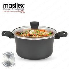Masflex by Winland Prestige Series Induction Non-Stick Forged Casserole with Glass Lid 24cm MK-24CS