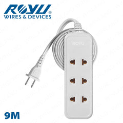 Royu by Winland 3 Universal Outlet + 1 Flat Pin Extension Cord (3M | 6M | 9M Extension) REDEC114