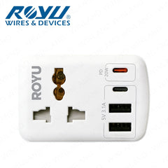 Royu by Winland International + Flat Adapter with USB (2A+1C & 1 Fast C) REDPL128