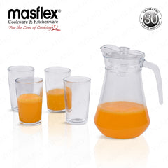 Masflex by Winland 5-Pieces Diamond Glass Pitcher with Durable & High-Quality Glass Set ZW-3435B