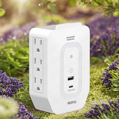 Royu by Winland 6-Gang Wall Adapter with Night Light and USB Ports RWA102