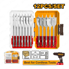 Ingco by Winland 12PCS/Set Hex Flat Wood Cutting Drill Bits Set AKDL1206 ING-HT