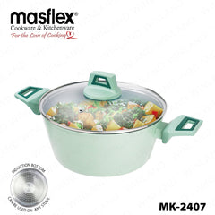 Masflex by Winland Pistachio Series Forged Casserole with Tempered Glass Lid 20 | 24 | 28cm