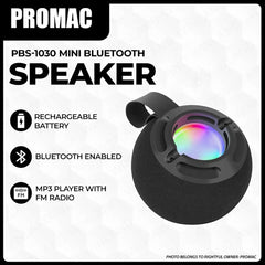 Promac by Winland Mini Rechargeable Bluetooth Speaker with MP3 Player and FM Radio PBS-1030