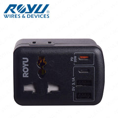 Royu by Winland International + Flat Adapter with USB (2A+1C & 1 Fast C) REDPL128