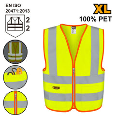 Ingco by Winland Reflection Safety Vest with Common Reflective Strip Flourescent (XL) RV83XL ING-HT