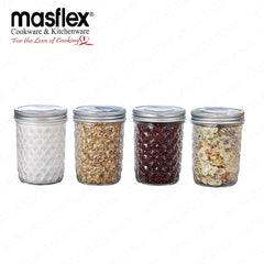 Masflex by Winland 400ml | 4 piece Glass Storage Set Made of Durable High-Quality Pure Glass ZW-3241