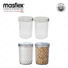 Masflex by Winland 400ml | 4 piece Glass Storage Set Made of Durable High-Quality Pure Glass ZW-3241