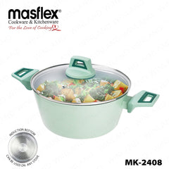 Masflex by Winland Pistachio Series Forged Casserole with Tempered Glass Lid 20 | 24 | 28cm