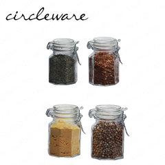 Circleware by Masflex Set of 4 Pieces 4oz | 118ml Mini Optic Hermetic Airtight Spice Jar GF-67182