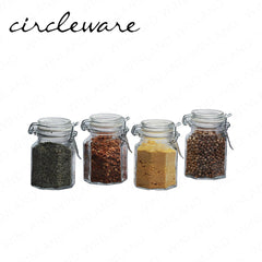 Circleware by Masflex Set of 4 Pieces 4oz | 118ml Mini Optic Hermetic Airtight Spice Jar GF-67182
