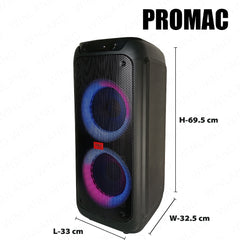 Promac by Winland 2x8in 2x8inches Party Speaker with Bluetooth USB/SD/FM & 2-Wireless Mic PS-2X82