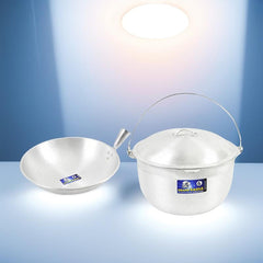 Grand Eagle by Winland Value Pack Cookware Aluminum Small Kaldero w/ Fixed Handle, Kawali Frying Pan