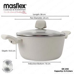 Masflex by Winland Vanilla Series Induction Non-Stick Forged Casserole with Glass Lid 24cm SN-250
