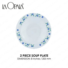 La Opala by Masflex 8PCS/Set Classique Decorated Tempered Glass/Microwave Safe Juniper Blue OP-8JB