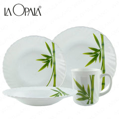 La Opala by Masflex 8PCS/Set Classique Decorated Tempered Glass/Microwave Safe Fluted Green OP-8FG