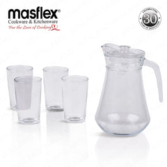 Masflex by Winland 5-Pieces Diamond Glass Pitcher with Durable & High-Quality Glass Set ZW-3435B