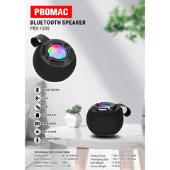 Promac by Winland Mini Rechargeable Bluetooth Speaker with MP3 Player and FM Radio PBS-1030