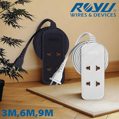 Royu by Winland 2 Universal Outlet + 1 Flat Pin Extension Cord (3M | 6M | 9M Extension) REDEC113