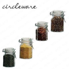 Circleware by Masflex Set of 4 Pieces 4oz | 118ml Mini Optic Hermetic Airtight Spice Jar GF-67182