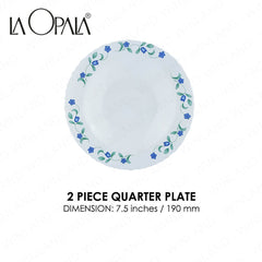 La Opala by Masflex 8PCS/Set Classique Decorated Tempered Glass/Microwave Safe Juniper Blue OP-8JB