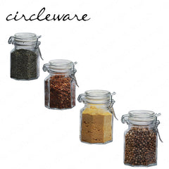 Circleware by Masflex Set of 4 Pieces 4oz | 118ml Mini Optic Hermetic Airtight Spice Jar GF-67182