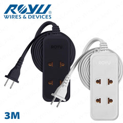 Royu by Winland 2 Universal Outlet + 1 Flat Pin Extension Cord (3M | 6M | 9M Extension) REDEC113