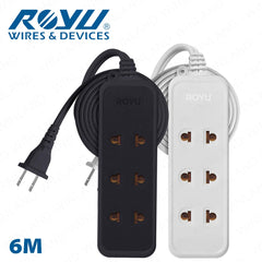 Royu by Winland 3 Universal Outlet + 1 Flat Pin Extension Cord (3M | 6M | 9M Extension) REDEC114